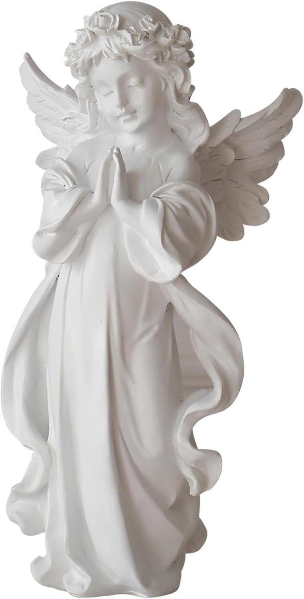 Engel Beeldje Beschermengel Ornament Wit Handgemaakt Hars Hoogte: 32 cm