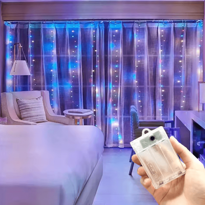 Inspire Curations Battery Powered Ramadan Curtain Lights multicolor 3mx2m 200led