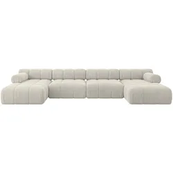 WOHNLANDSCHAFT modulares Sofa Tesso-U2 - 380x160x70 cm Creme Cord