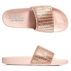 SKECHERS Damen-Pantolette Cali Pop Ups Strassverzierung Luxe Foam Fußbett