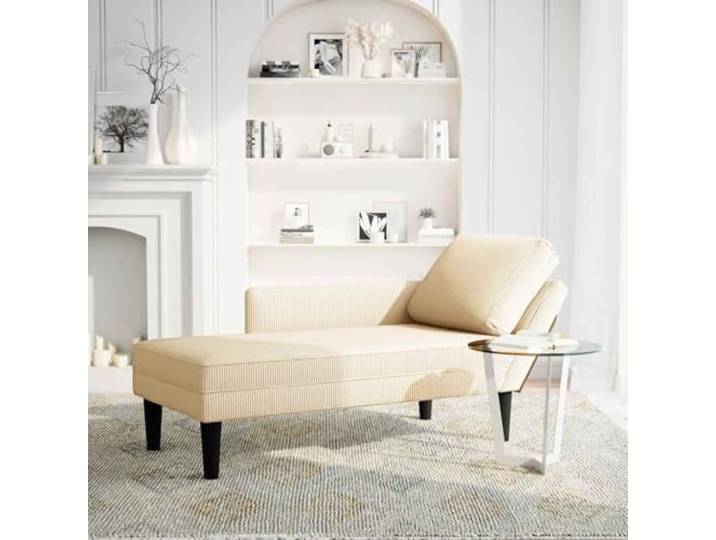 Kissen Liege Creme-Stoff Cord mit Schwamm Longchair creme, Lendenkissen, Schwamm, Wohnzimmer, Schlafzimmer, Büro, pflegeleicht, knitterfrei