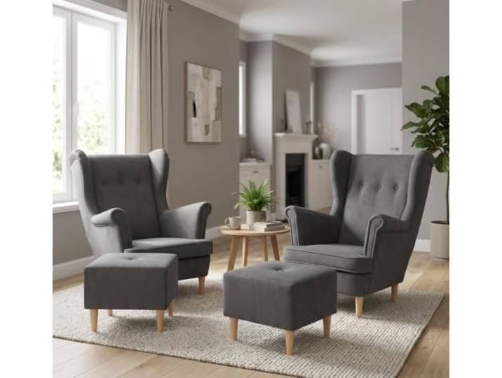 Family Meble 2er-Set Ohrensessel Ari Hunter mit Hockern – Variante Ari Hunter 21
