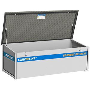 Logicline Fahrzeugbox BasicBox BB-190 XL, aus Aluminium, 857 l, spritzwassergeschützt, mit Schloss, 190 x 64 x 80 cm