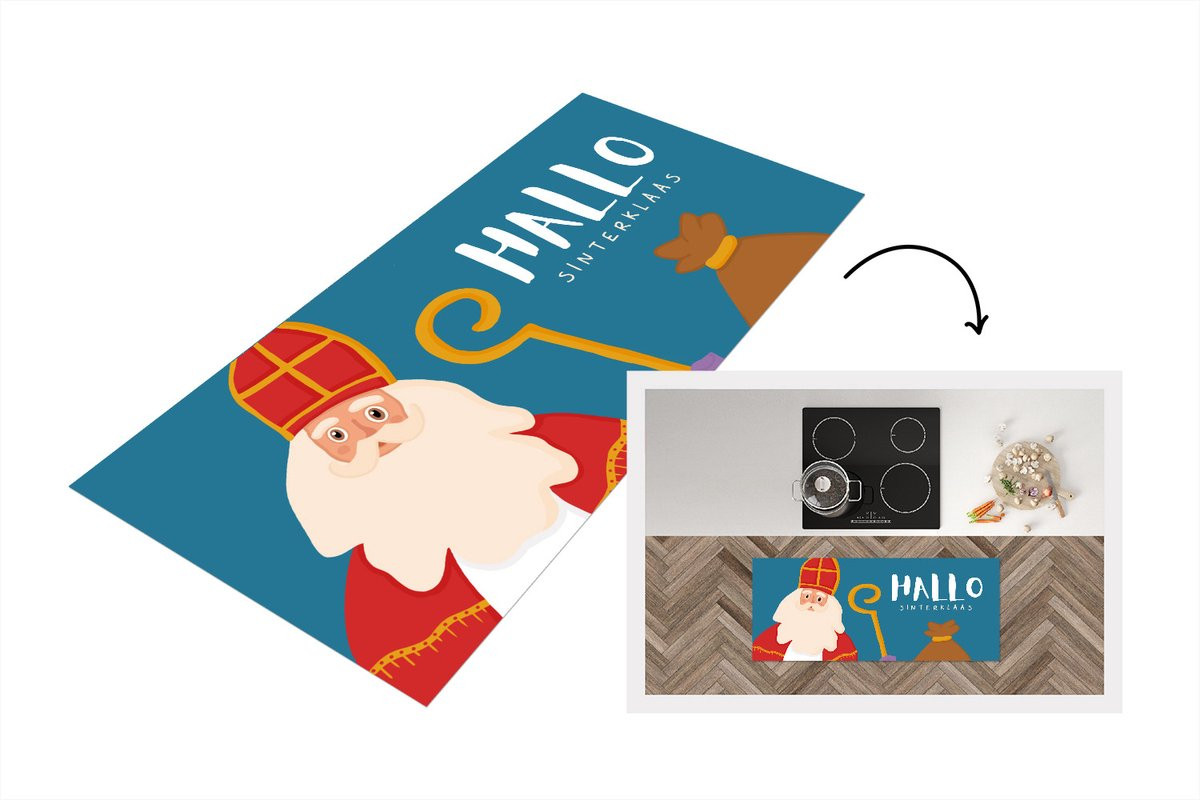 Keukenloper Vinyl met Hallo Sinterklaas Quote - 120 x 50 cm