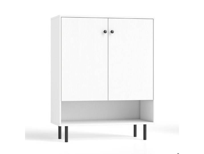 2 portes meuble buffet blanc pour cuisine avec étagère réglable et compartiment ouvert
