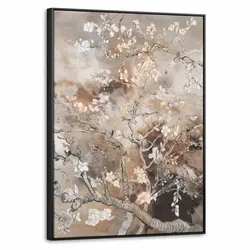 LEINWAND Bilder mit Rahmen - Mandelblüte - Kunst - Van Gogh - Beige - Abstrakt - 70x100