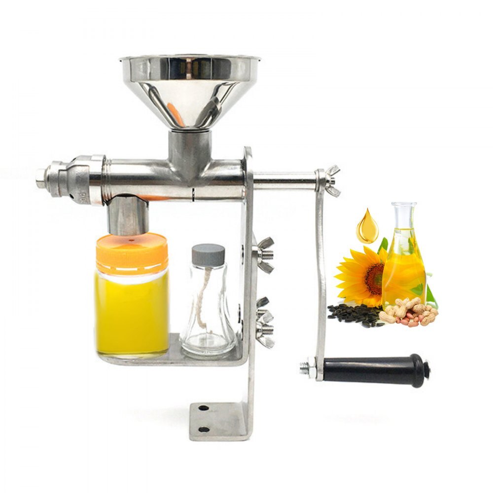Manuelle Ölpresse Maschine, Edelstahl Ölpresse Maschine 11 cm Trichter-Durchmesser, Ölpresse mit Handkurbel Nuss- und Samenöl-Pressmaschine