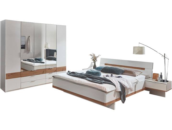 Komplettschlafzimmer WIMEX Gibraltar , weiss (weiß, absetzung artisan eiche nachbildung), B/H: 180cm x 200cm, Holzwerkstoff, Schlafzimmermöbel-Sets, Komplettschlafzimmer