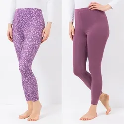 JERYMOOD HOMEWEAR 2 Leggings, 1/1-Länge Mikrofaser Knopfdetails Rundumdehnbund