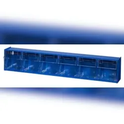 Klappkasten-Magazin, HxBxT 115x600x95mm, 6 Kästen, Polystyrol, blau