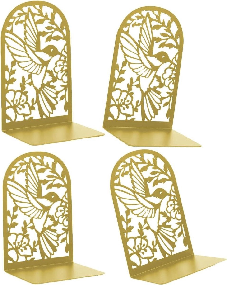 Boekensteunen Metaal Vogel Design - 4 Stuks - Goud