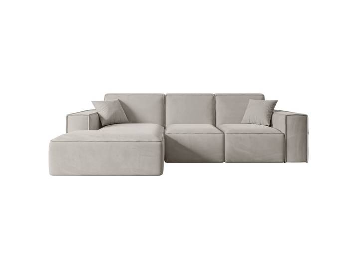 ECKSOFA Ottomane Links SERRA-L - 266x169x80 cm Hellbraun Velours
