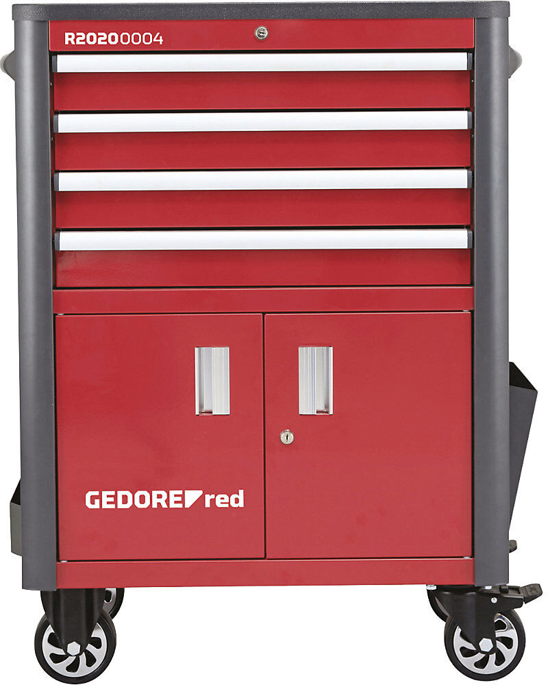 Werkstattwagen WINGMAN, 4 Schubladen + Werkzeugschrank, HxBxT 1034 x 724 x 470 mm GEDORE