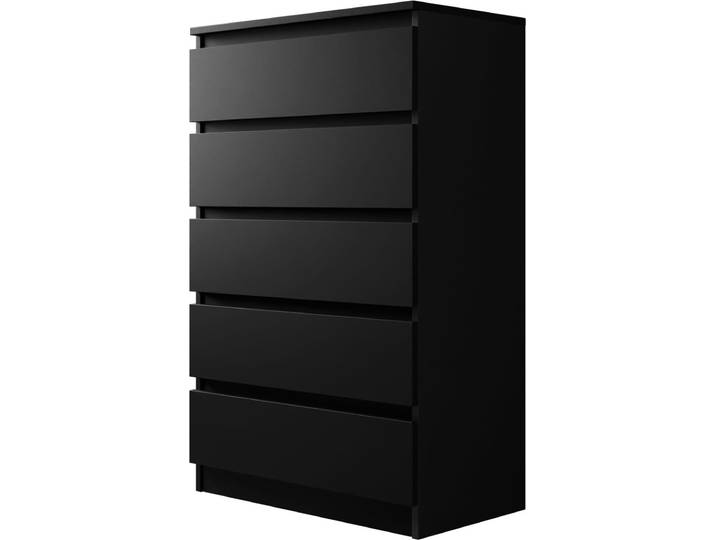 MIRJAN24 Kommode Malwa M5, Stilvoll Sideboard mit 5 Schubladen, Schlafzimmer Highboard, Modern Kollektion (Schwarz)