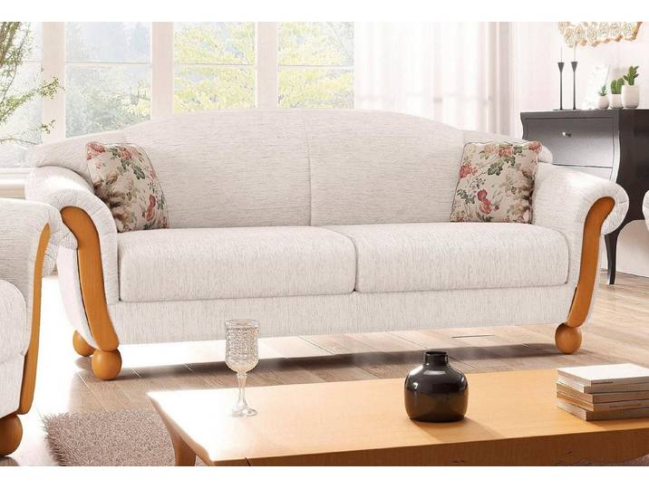 Home affaire 3-Sitzer Milano, bequemes Sofa mit geschwungenen Armlehnen, Landhaus-Stil