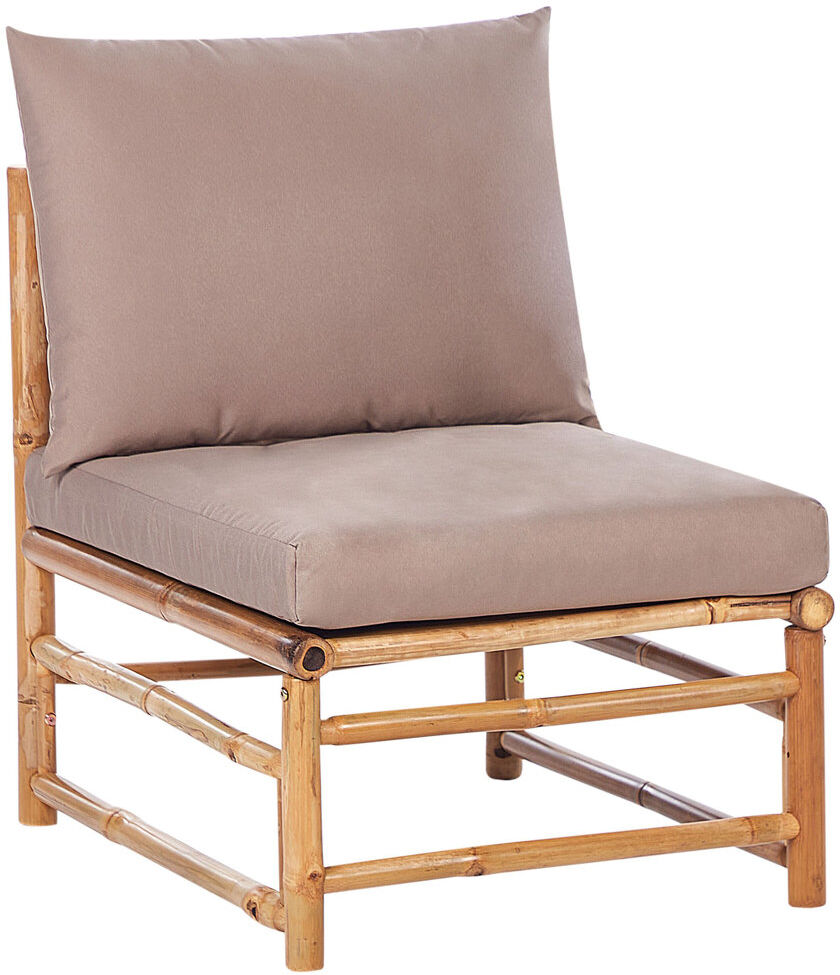 Beliani CERRETO Outdoor Armless Lounge Chair with Cushions Taupe 80cm H X 54cm W X 67cm D