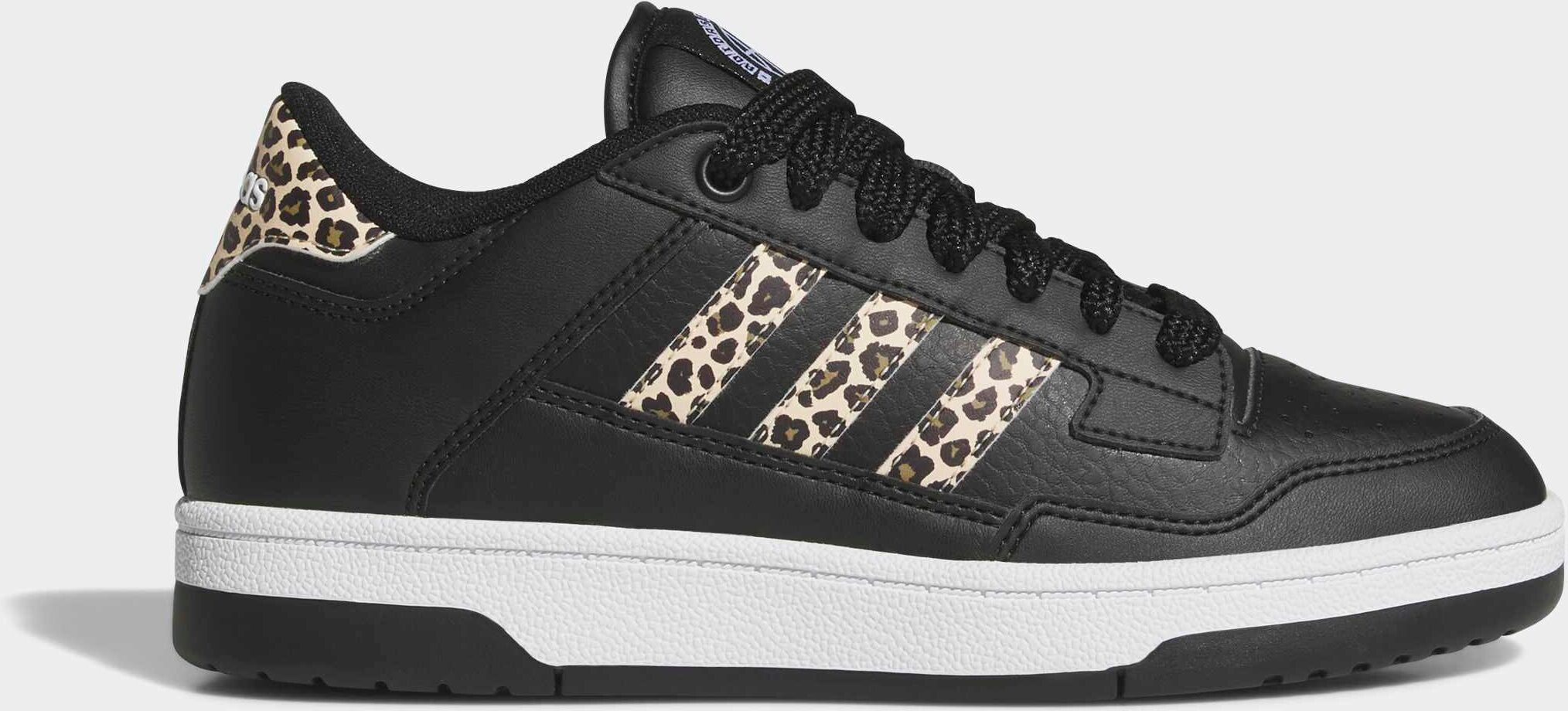 Sneaker ADIDAS SPORTSWEAR "RAPID COURT LOW", Damen, Gr. 36, schwarz (core schwarz, supplier colour, ftwr weiß), Synthetik, Schuhe Sneaker, mit Leo Muster