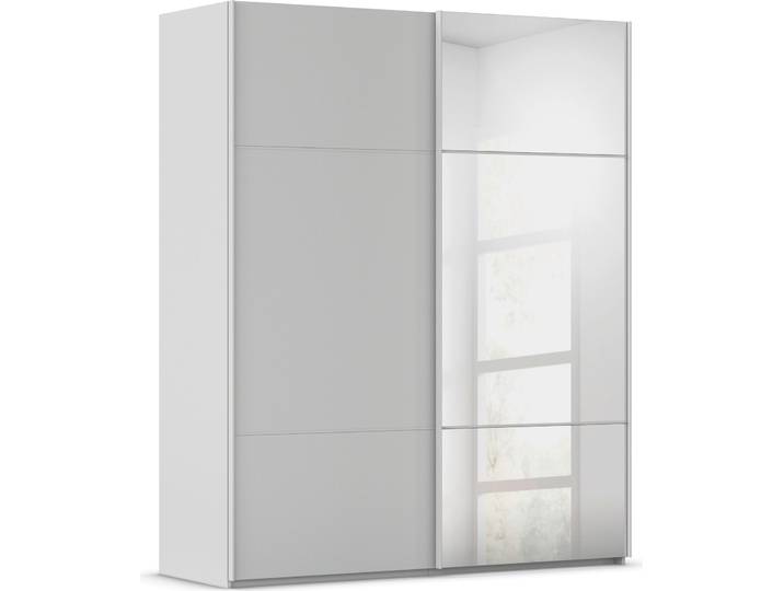 Schwebetürenschrank, Holzwerkstoff, Seidengrau, 181×223×68 cm, Edle Front mit Spiegel, Modern, Rauch