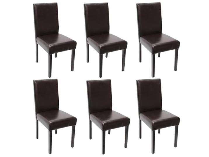 Mendler 6er-Set Stuhl Littau - Kunstleder, braun, dunkle Beine Esszimmerstuhl, Küchenstuhl