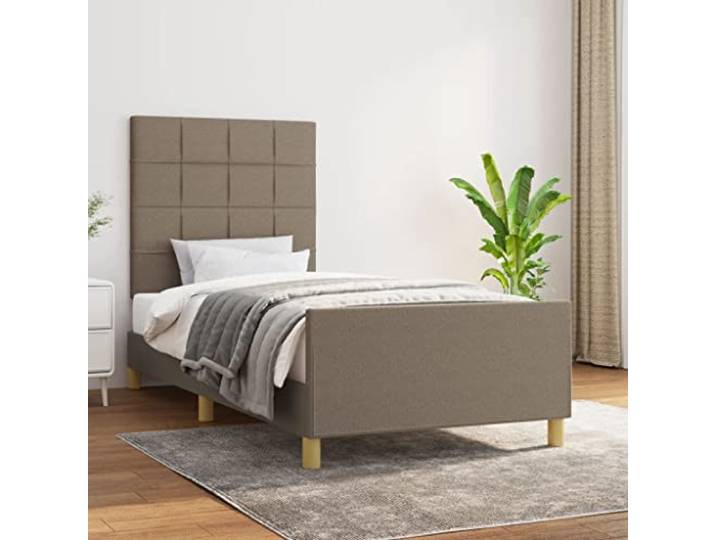 Strapazierfähiger Stoff höhenverstellbares Kopfteil stabiler Lattenrost Bettgestell ohne Matratze Taupe 80x200 cm Stoff mit verstellbarem Kopfteil Stabiler Bettrahmen mit Bettfuß für Schlafzimmer