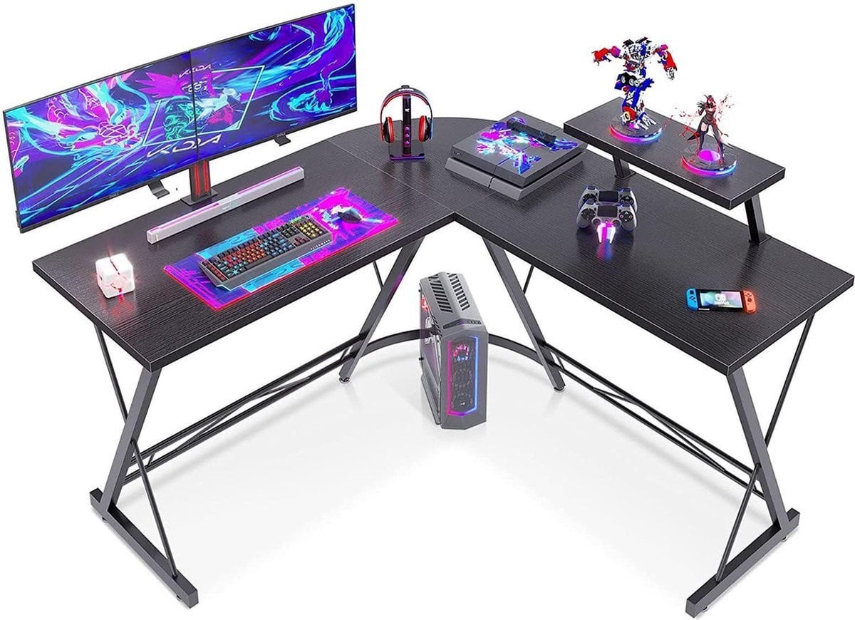 Lexorion L-vormig Gaming Bureau Zwart met Monitorstand