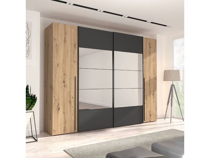 Drehtürenschrank Jonka 270 x 210 x 61cm Schwarz/Braun