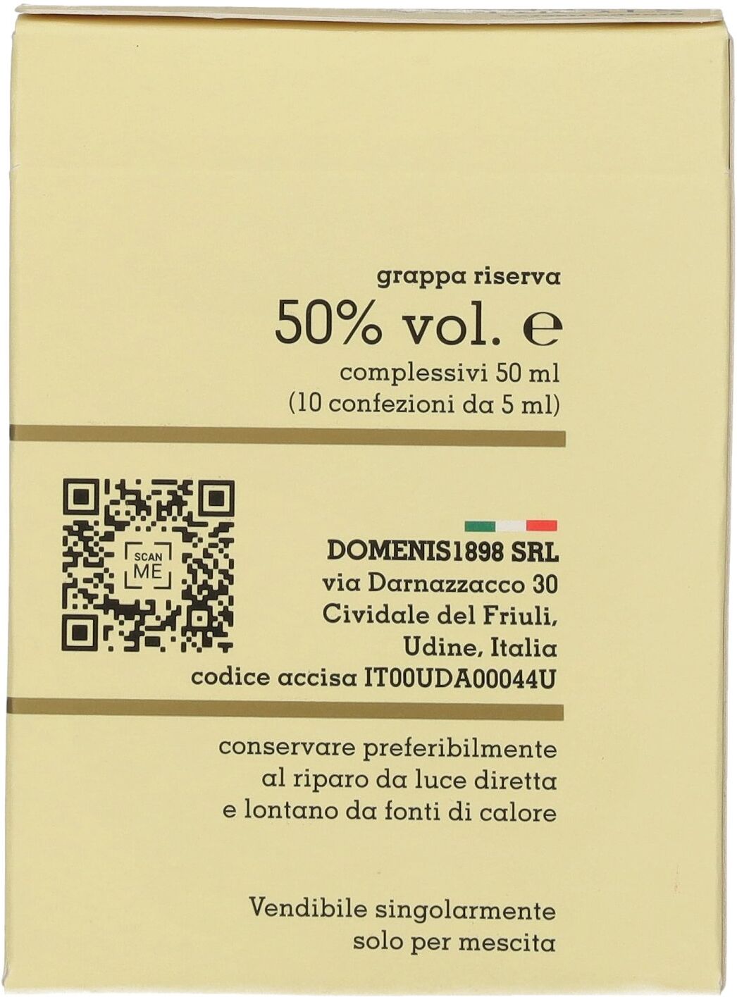 Domenis 1898 STORICA RISERVA Grappa 50% Vol. 10x0,005l in Geschenkbox