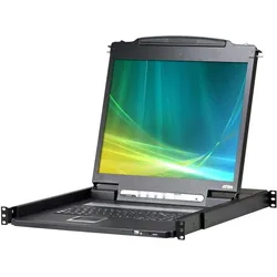 Aten CL3000N FR Leichte Single Rail 19"-LCD Konsole (PS/2-USB, VGA) FR-Layout, KVM Switch, Schwarz