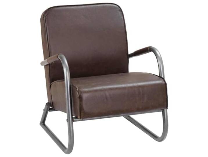 Todiikf Echtleder Sessel Braun Fernsehsessel Modern Metallgestell Bequemer Relaxsessel aus feinem Leder und Eisengestell für Ihr Wohnzimmer, Büro oder die Leseecke.