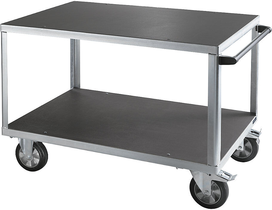 Montagewagen, Tragfähigkeit 1000 kg, 2 Ladeflächen aus Siebdruckplatten, Ladefläche 1250 x 800 mm, Gestell verzinkt eurokraft pro