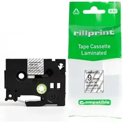 rillstab Schriftbandkassette, schwarz/transparent, 9mm x 8m
