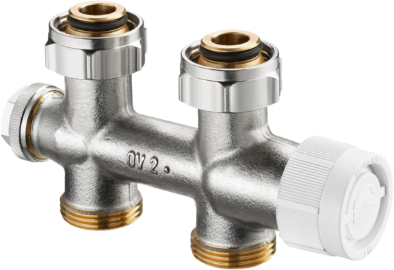 Oventrop Multiblock T Anschlussarmatur 1184013 3/4" ÜMx3/4" AG, Durchgang, Zweirohrarmatur