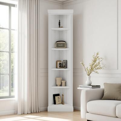 ZWYO HOSIMU "83.4""H Corner Shelf, 5-Tier Corner Bookcase with Adjustable Shelves, Storage Unit for Small Spaces, Freestanding Display Stand"