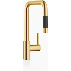 Dornbracht META SQUARE Einhebelmischer mit Pull-Down-Brause, Ausladung 200mm, 33870861-28, Farbe: Messing gebürstet