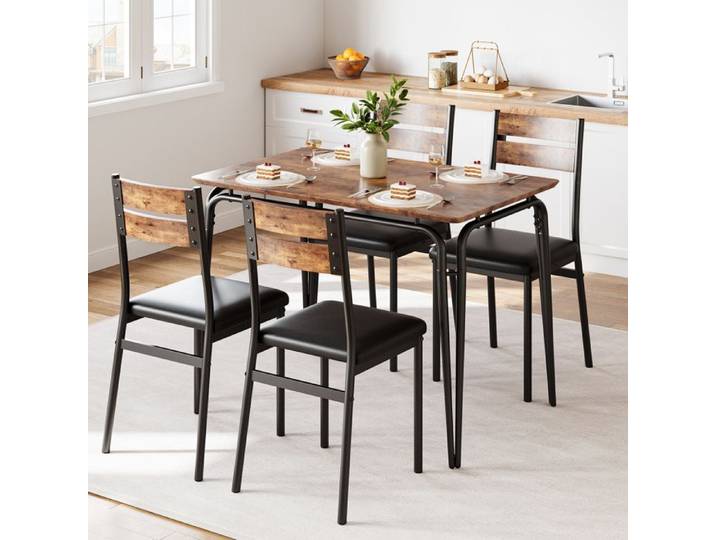 Ensemble repas 3 pièces 2 personnes – table carrée 2 chaises rembourrées – noir – petits espaces