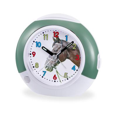 Kinderwecker ATLANTA, grün, Wecker, Kinder, Quarzwecker, Pferd, Beleuchtung, Weckwiederholung, Geschenkidee