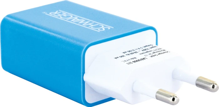 Schwaiger 230V Ladeadapter USB weiss/blau