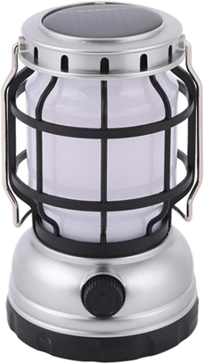 Zwarte Tentlantaarn voor Outdoor Verlichting - Oplaadbare Zonne-energie Lantaarn voor Kamperen en Tuin