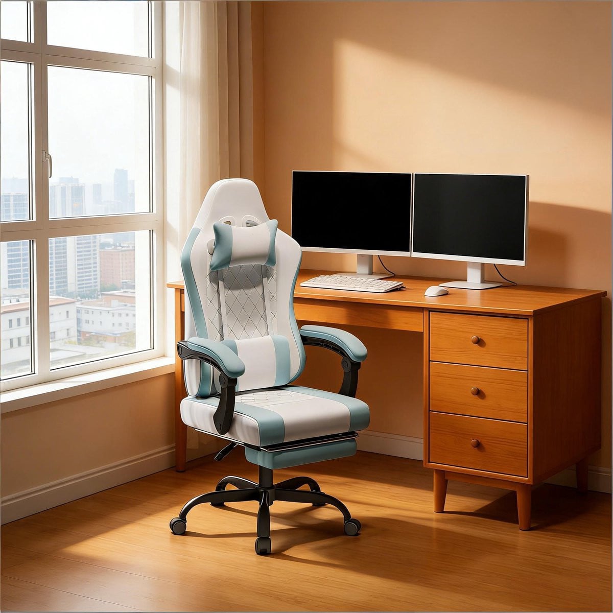 Clruro Ergonomische Bureaustoel - Draaibare Massage Gamingstoel met Armleuningen