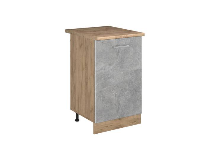 Vicco Küchenunterschrank R-Line, Beton/Goldkraft Eiche, 50 cm Arbeitsplatte Goldkraft Eiche, Grau, Honigeiche, Holzwerkstoff, 1 Fächer, Rechteckig, 50x81.6x60 cm, Küchen, Küchenmöbel, Küchenschränke, Küchenunterschrank