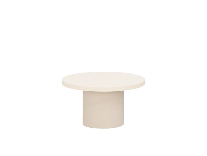 Table basse ronde en microciment de teinte blanc cassé 30x60cm
