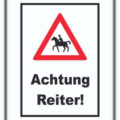 HB-Druck Achtung Reiter Schild A4 Rückseite selbstklebend