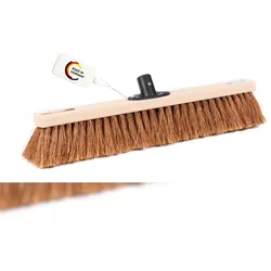 Robuster Kokosbesen 60cm Breit mit Kunststoff-Stielhalter Naturfaser-Kokos-Borsten Besen Kehrbesen Industriebesen braun