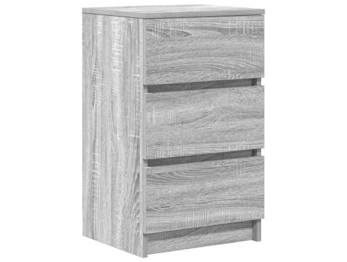 KUPTYERFG Nachttisch Grau Sonoma 39x35x65 cm Beistelltisch Kompakter Nachtschrank fürs Schlafzimmer mit 3 geräumigen Schubladen für Deko und Bücher.