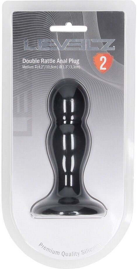 Levelz Plug Anal en Silicone Liquide Double Rattle - M - Noir