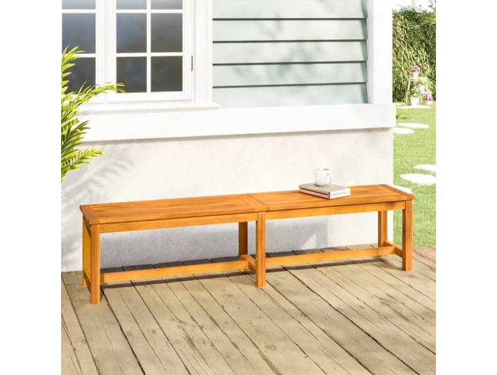 Banc de jardin en bois massif d'acacia FYDUN - 180x35x45 cm - Blanc - Pour adulte - Meuble de jardin
