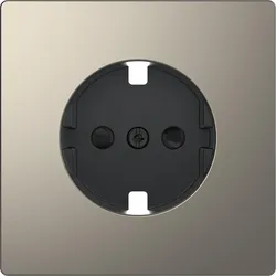 Merten MEG2330-6050 Zentralplatte für SCHUKO-Steckdosen-Einsatz, Berührungsschutz, Nickelmetallic, System Design MEG23306050