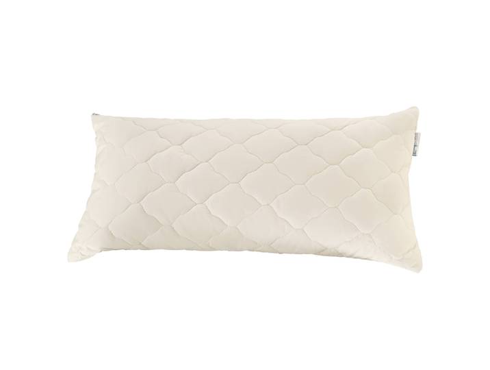 Oreiller fibre naturelle Nana type A Blanc/Blanc 60 x 40cm Coton avec housse matelassée rembourrée