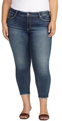 Silver Jeans Women's Suki Skinny Crop (Size 27) Dark Wash Denim, Cotton,Denim,Elastine,Polyester