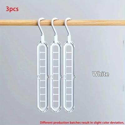 Inspire Curations SpaceMax 9 Hole Foldable Hangers Space Saving Closet Organizer (3 Pack) white